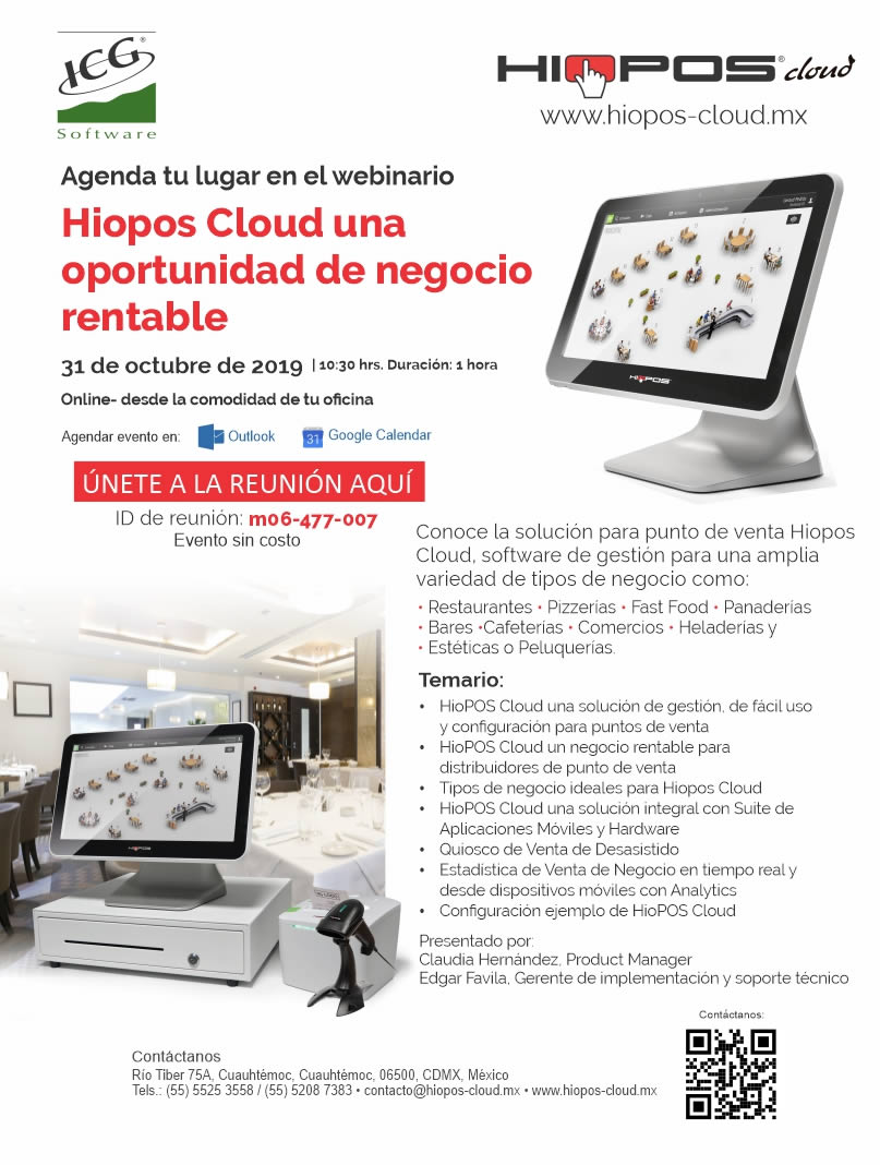 Webinario: Hiopos Cloud una oportunidad de negocio rentable, ¡Agenda tu lugar!
