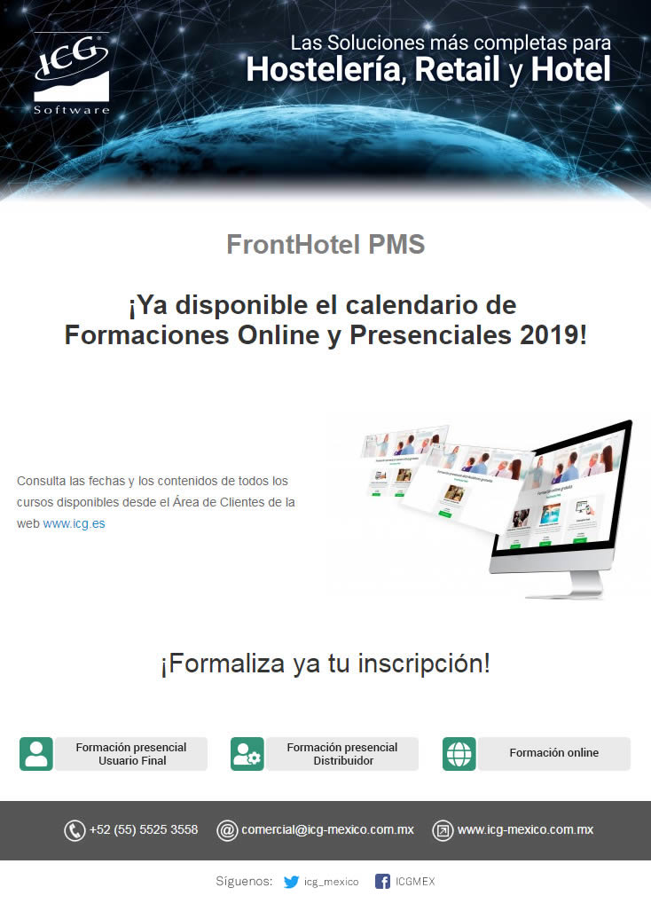 FrontHotel PMS, ¡Ya disponible el calendario de Formación 2019!