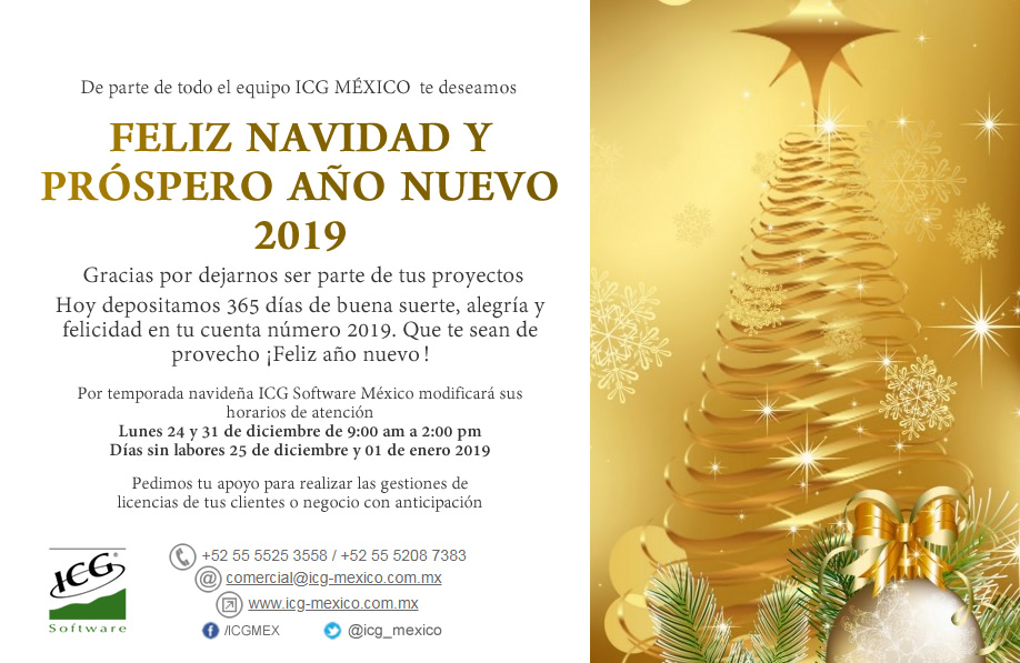 ICG México te desea FELIZ NAVIDAD Y Prospero Año Nuevo 2019